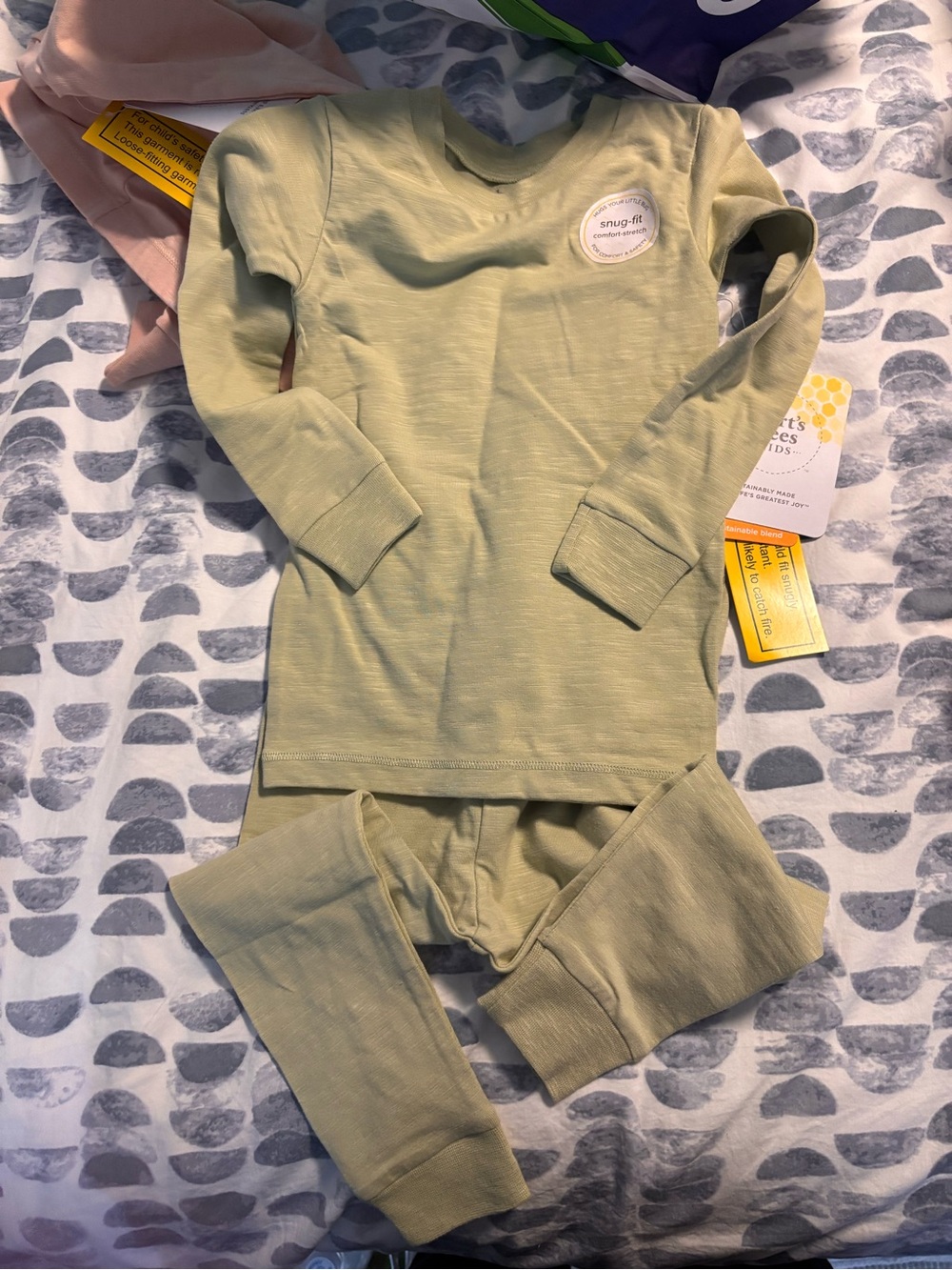 Burt's Bees Light Sage Green Long-Sleeve Pajama Set